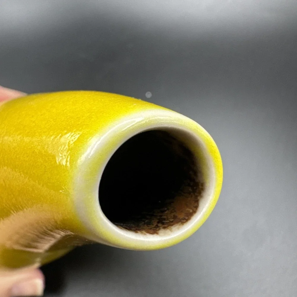 Jars France Bud Vase Ceramistas Yellow Handmade Ceramic Teardrop Rare Find‎
